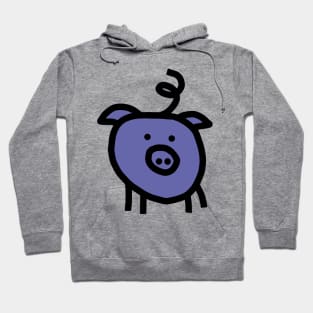 Very Peri Periwinkle Blue Animals Cute Pig Color of the Year 2022 Hoodie